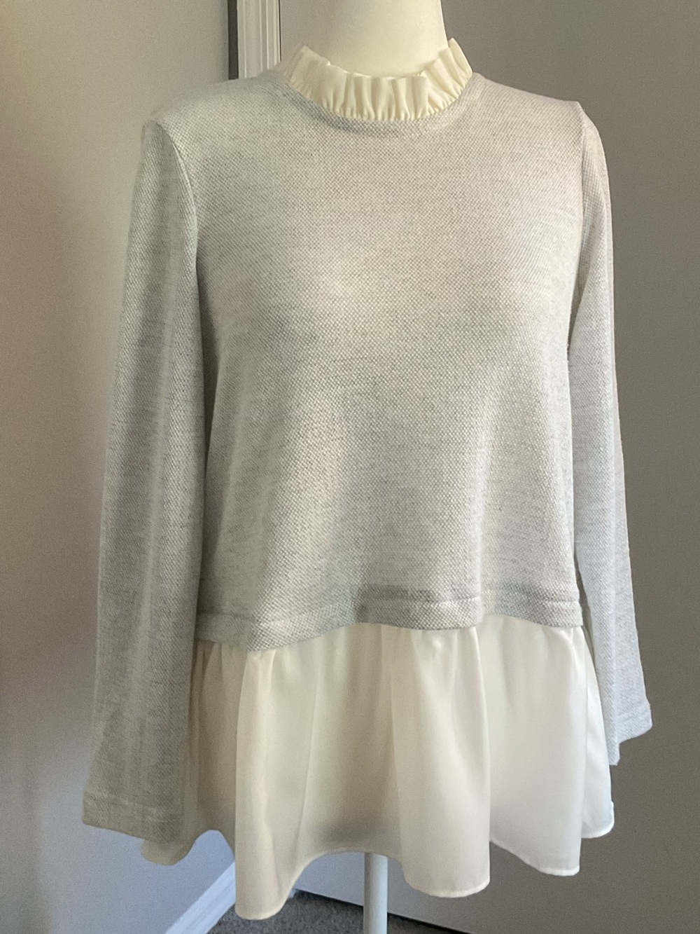 beachlunchlounge Cream Layered Ruffle-Neck Knit Tunic